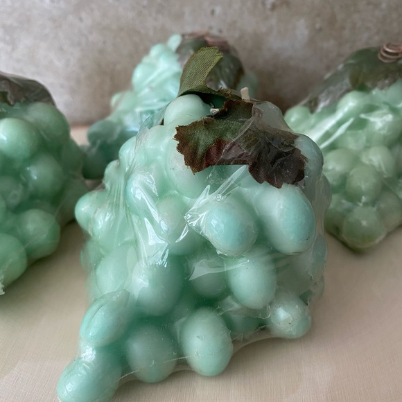 Vintage Paul Hoge Green Grape Candles with Leaves and Vine New in Original Pkg - Picture 8 of 12